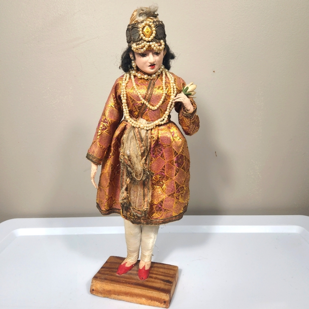 Vintage 1950s Hindu India Prince Doll Ethnic Wedding Handmade 17" Tall Detailed